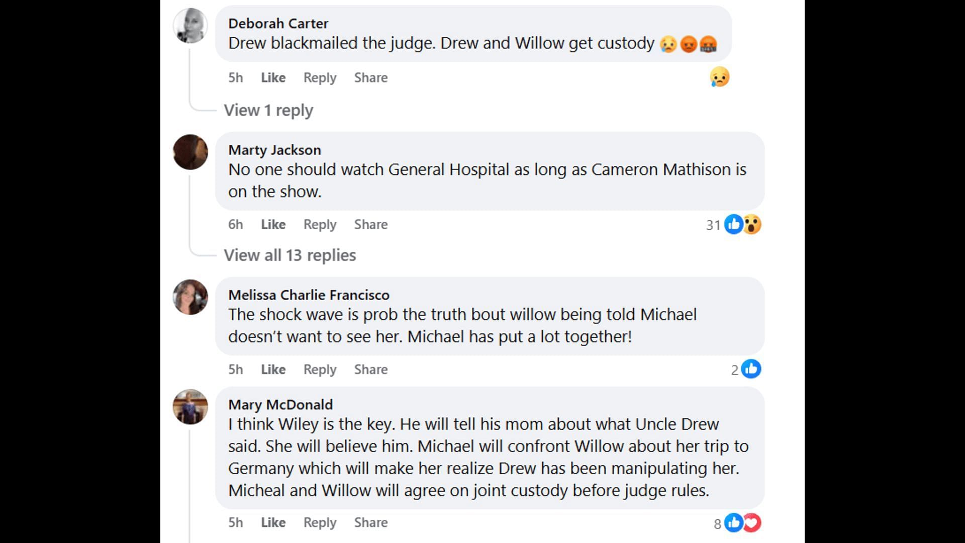 More fan reactions about the custody case (Image via Facebook/General Hospital Fans - Official)